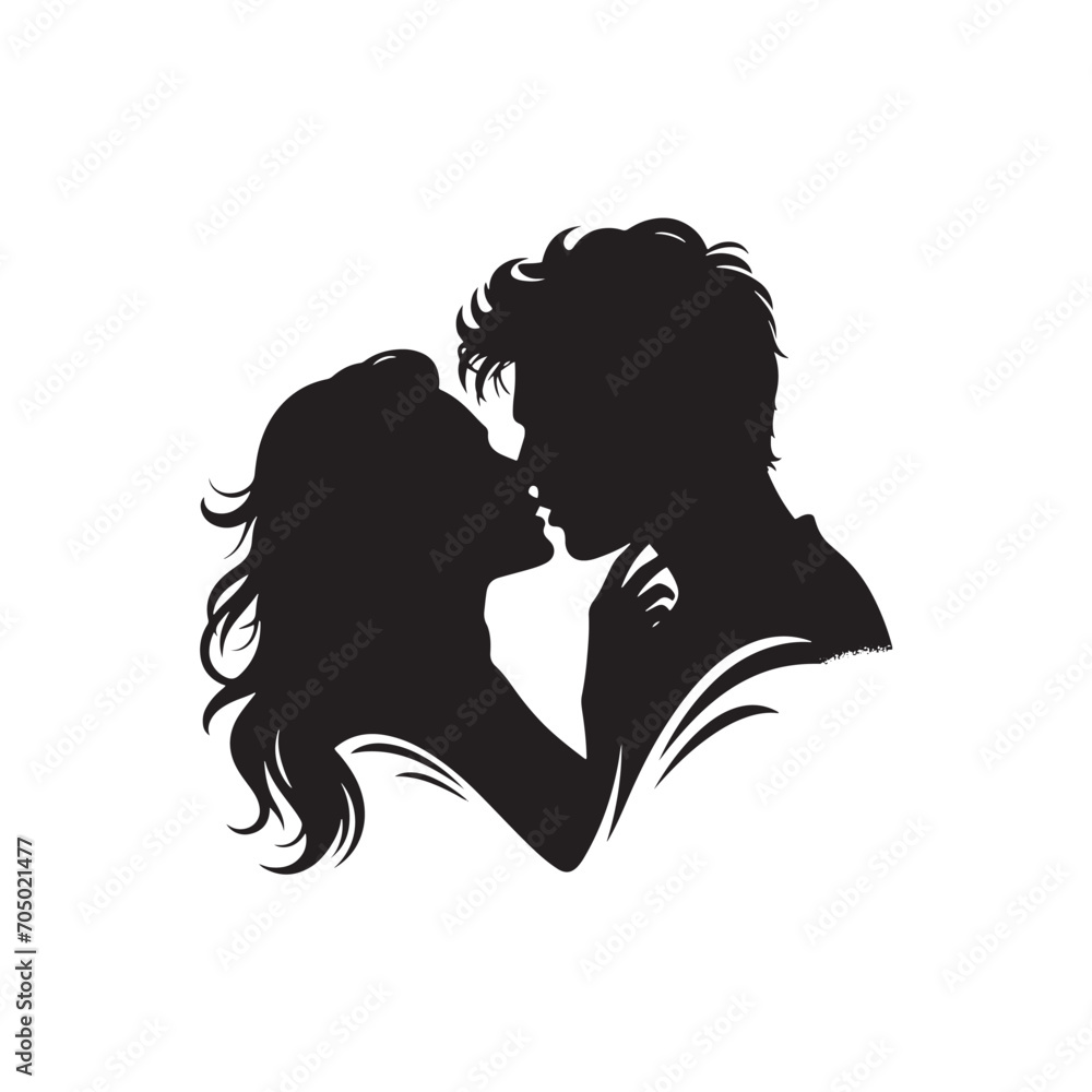Starry Valentine Night Silhouette: Captivating for Stock - Valentine Day Black Vector Stock
