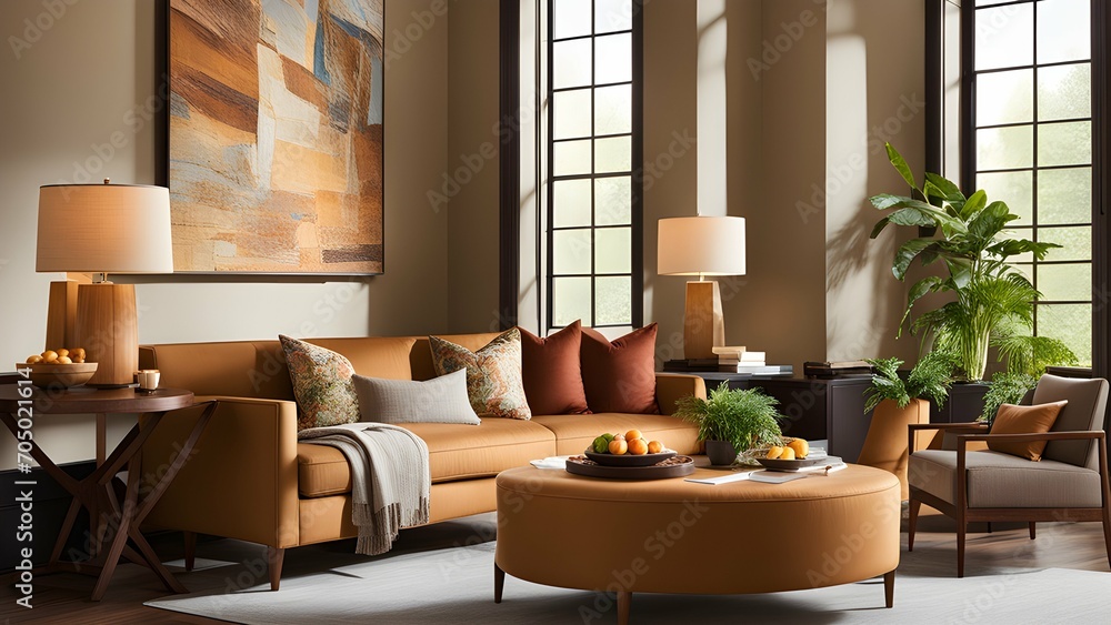 a cozy nook for morning coffee, featuring warm tones and comfortable seating.





