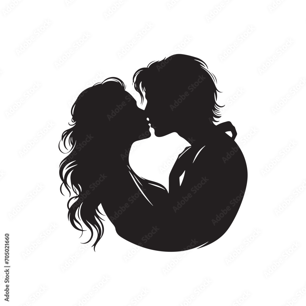 Ethereal Love Harmony Silhouette: Perfect for Romantic Stock - Valentine Day Black Vector Stock
