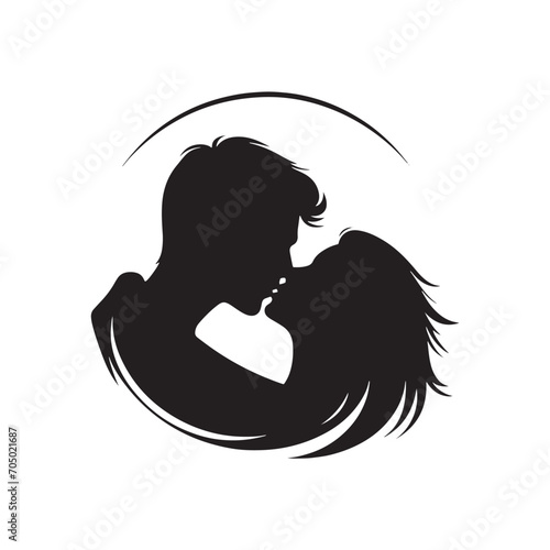 Romantic Embrace Harmony Silhouette: Perfect for Stock Use - Valentine Day Black Vector Stock
