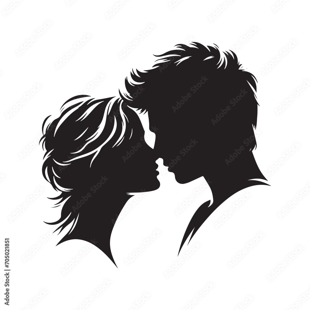 Romantic Affection Silhouette: Enchanting Image for Stock - Valentine Day Black Vector Stock
