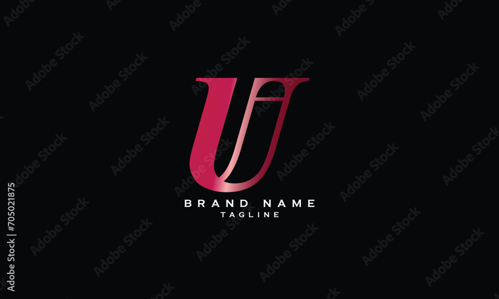 UJ, JU, Abstract initial monogram letter alphabet logo design
