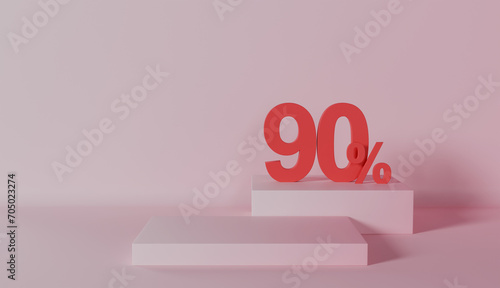 Valentines Day with hearts 90 Percentage Off on Pink Color Background
