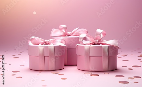 Pink gift box with ribbon 