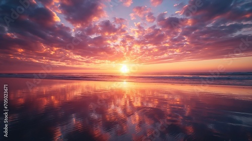 Beautiful sunset on the ocean shore © cherezoff