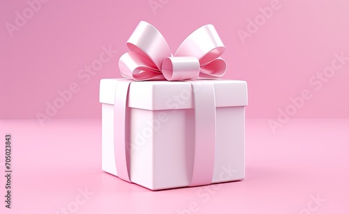 Pink gift box with ribbon 