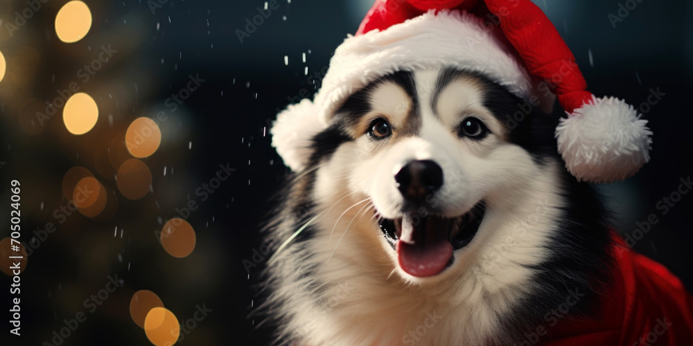 dog in santa hat dog in santa hat