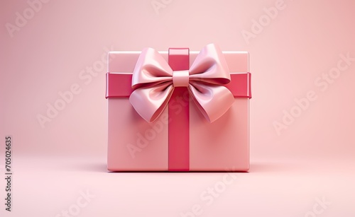 Pink gift box with ribbon 
