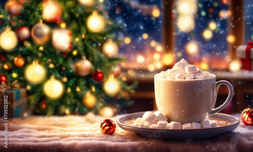 cup of coffee with christmas decorations