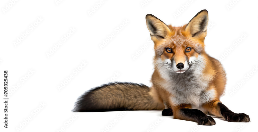 Fototapeta premium fox, red fox isolated in a white studio, generative ai