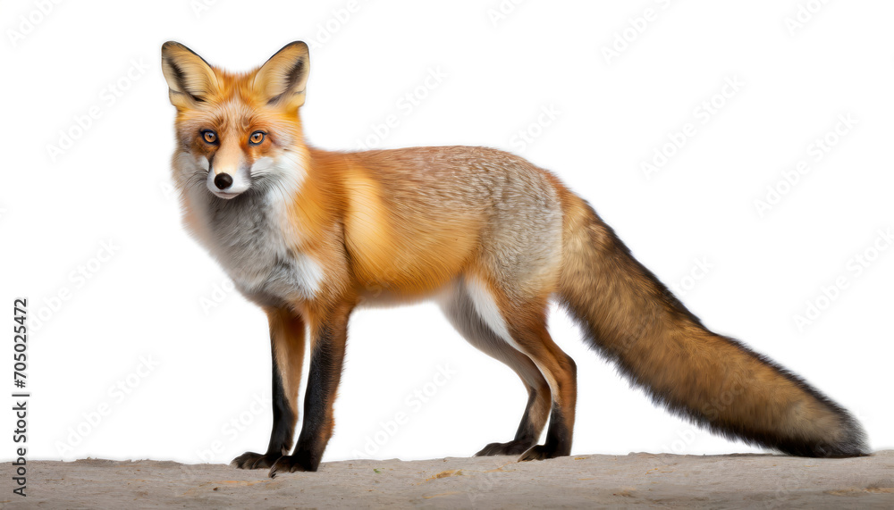 Obraz premium fox, red fox isolated in a white studio, generative ai
