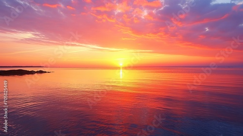 Beautiful sunset on the ocean shore © cherezoff