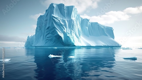 An iceberg in the middle of a body of water.