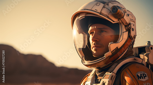 An astronaut who is active on Mars. scene from interstellar movie on mars © growth.ai