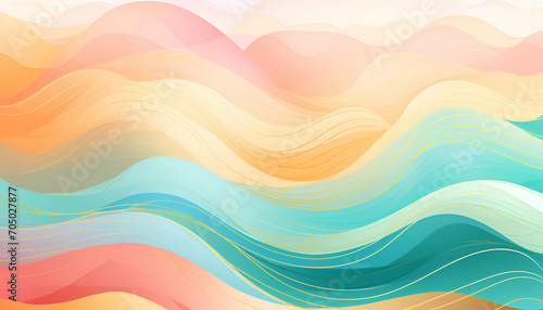Abstract background with waves. Pastel color curve wallpaper. 