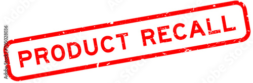 Grunge red product recall word square rubber seal stamp on white background