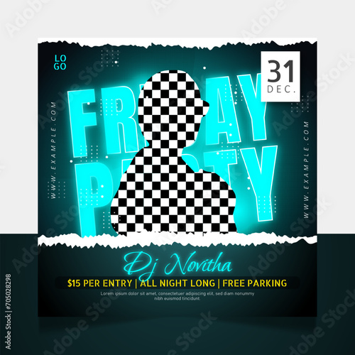 Friday club night party social media post template