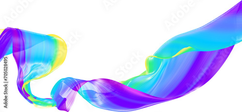 Fabric Flowing Cloth Wave, Waving Multicolor Silk Flying Textile, 3d render
