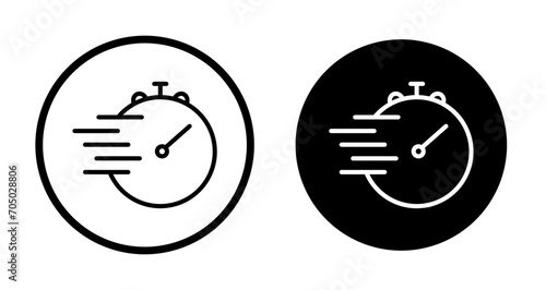 Fast time icon set. Instant clock delivery vector symbol in a black filled and outlined style. quick timer response sign. photo