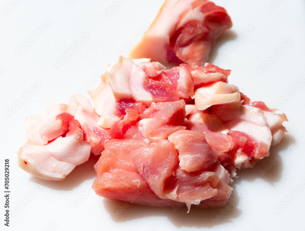 Fresh meat on the white background, Raw meat for steak, pork boneless Fresh meat on the white background, Raw meat for steak, pork boneless