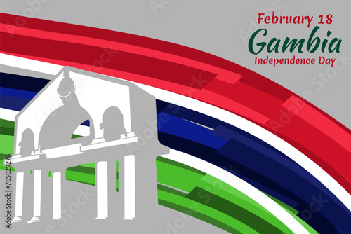 February 18, Independence Day of Gambia vector illustration. Suitable for greeting card, poster and banner
 photo