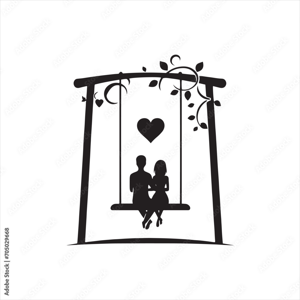 Romantic Swing Silhouette: Valentine Day Love Captured in a Playful and Heartwarming Image - Valentine Day Black Vector Stock
Romantic Swing Silhouette: Valentine Day Love Captured in a Playful and Heartwarming Image - Valentine Day Black Vector Stock