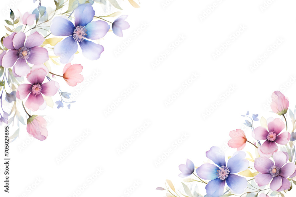 Watercolor spring blossom frame on white background Watercolor spring blossom frame on white background