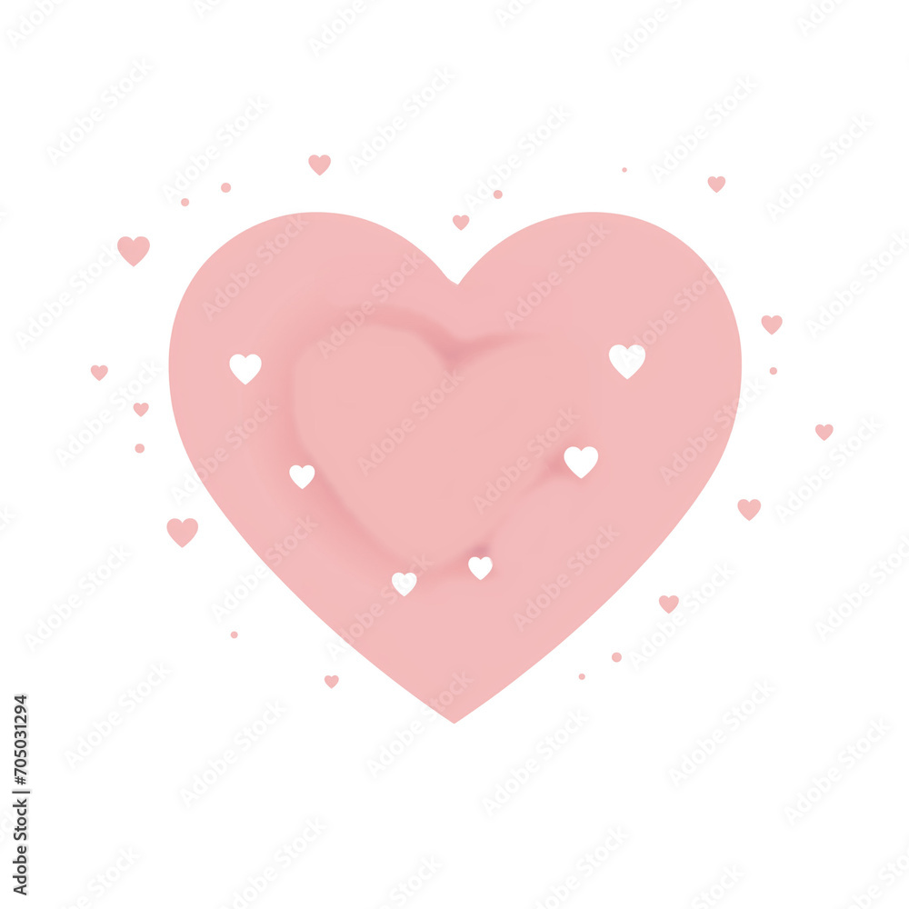 A Pink Heart Surrounded by Tiny Hearts. Illustration, Generative AI.