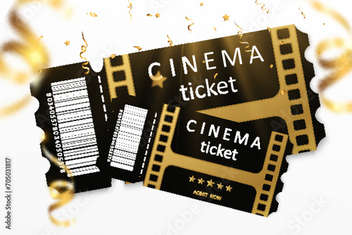 Tickets for attending an event or film on a transparent background. Beautiful modern travel flyers.	

