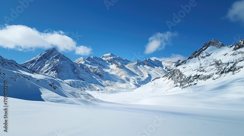 Natural landscape of snow-capped mountains