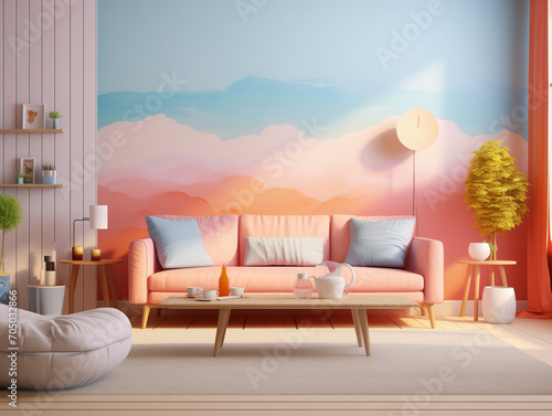 Creative colorful Interior illustration