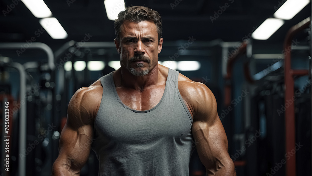 Athletic bodybuilder fitness model posing after exercises. Generative Ai Athletic bodybuilder fitness model posing after exercises. Generative Ai