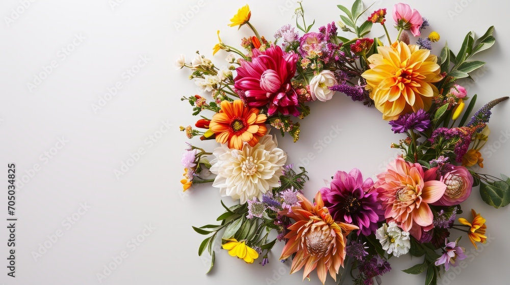 Colorful Bouquet of Flowers Beautifully Displayed on a Wall Colorful Bouquet of Flowers Beautifully Displayed on a Wall