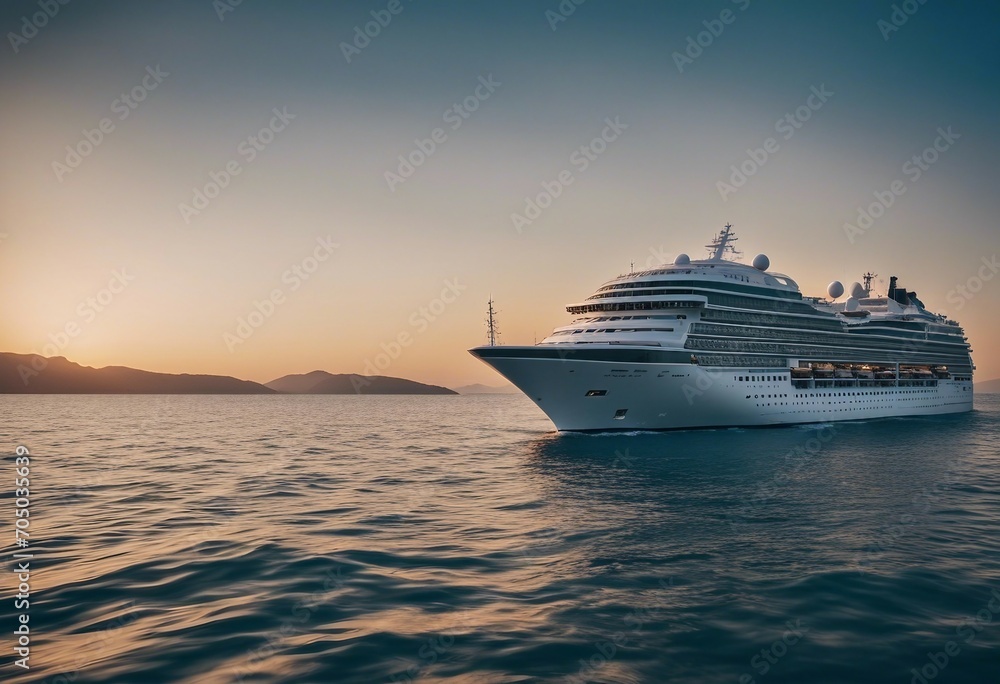 A cruise ship yacht on a tour tourism vacation in the middle of sea ocean A cruise ship yacht on a tour tourism vacation in the middle of sea ocean
