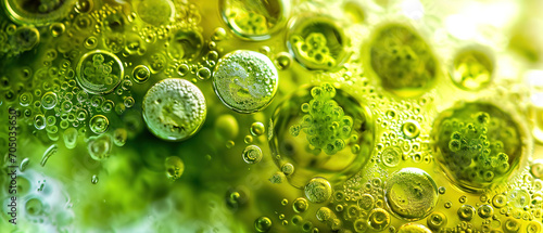 wallpaper of green algae cell mural painting, abstraction-création, shaped canvas, detailed scientific subjects photo