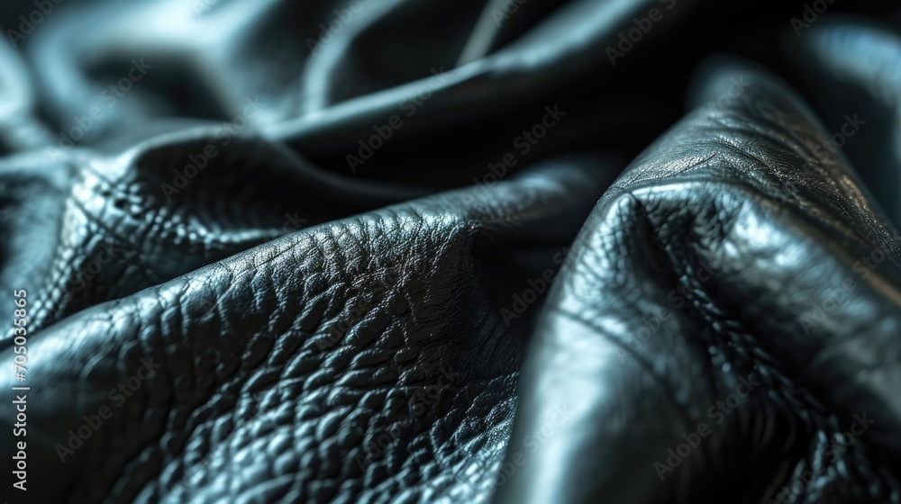 Obraz premium Black leather close-up. Leather background