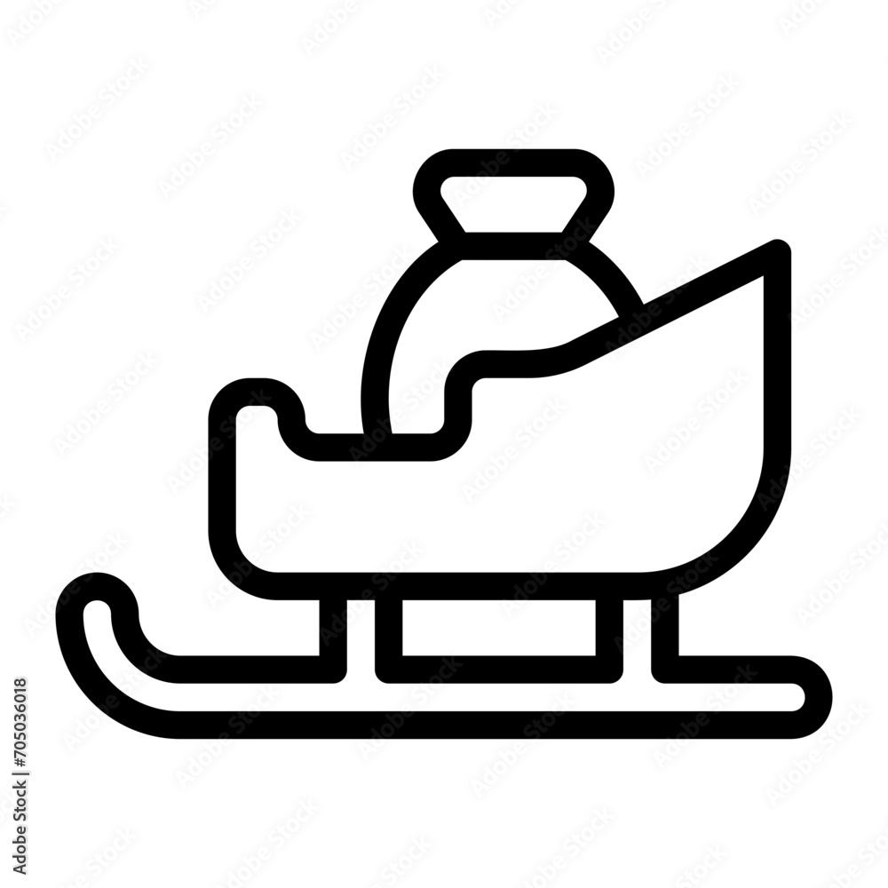santa claus sled line icon