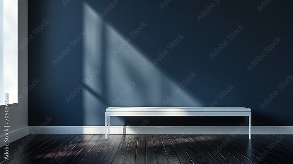White Bench in Room Next to Window, Simple and Functional Seating White Bench in Room Next to Window, Simple and Functional Seating