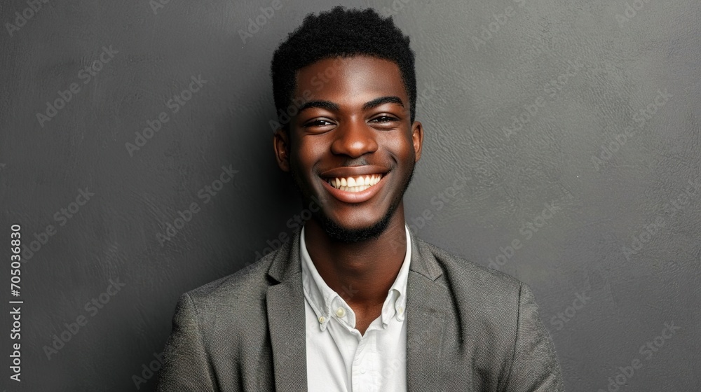 A black student smile on background. Created with Generative Ai technology. A black student smile on background. Created with Generative Ai technology.