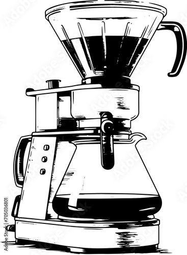 Coffee brewer in sketch minimalist hand drawn style.