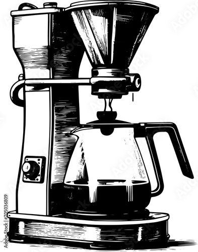 Coffee brewing machine, vector illustration.