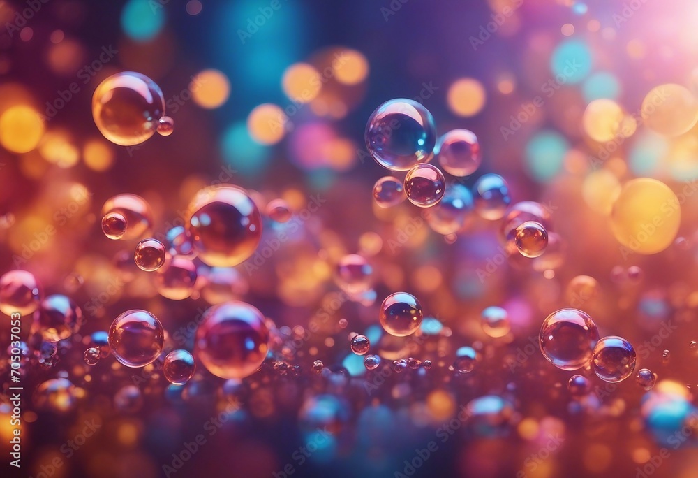 Abstract pc desktop wallpaper background with flying bubbles on a colorful background aspect ratio - obrazy, fototapety, plakaty 