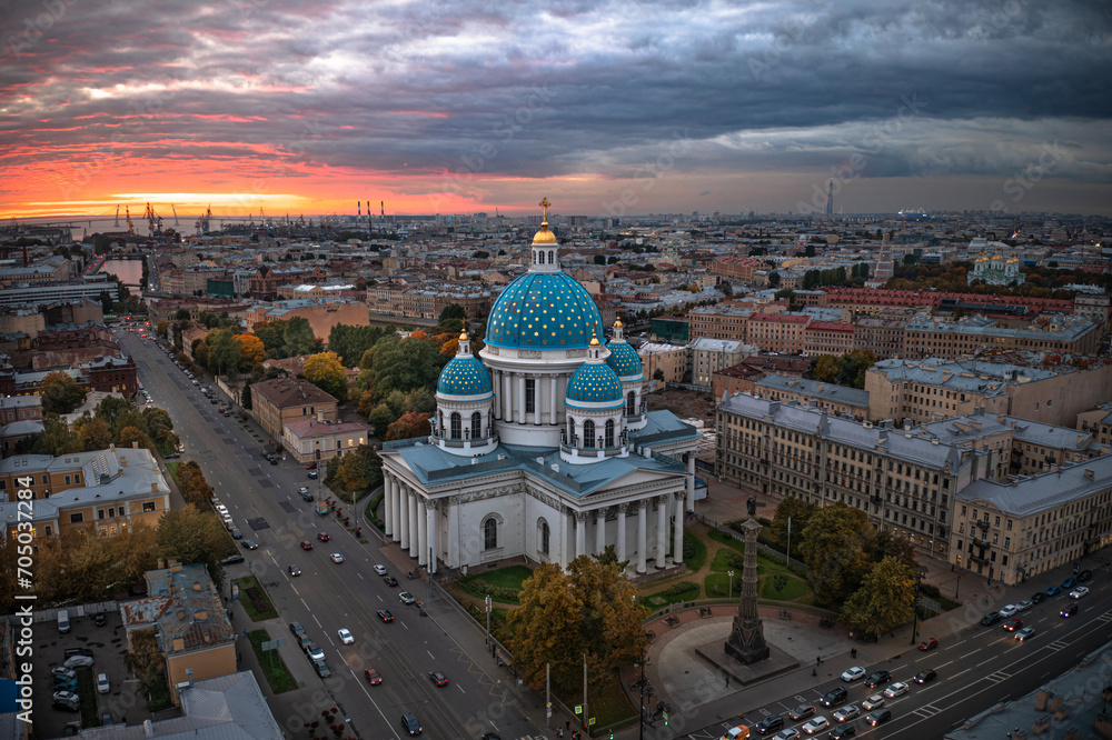 Trinity-Izmailovsky Cathedral in St. Petersburg. August 2023