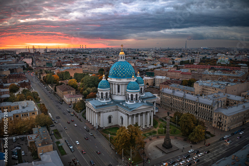 Obraz na płótnie Trinity-Izmailovsky Cathedral in St. Petersburg. August 2023 w salonie