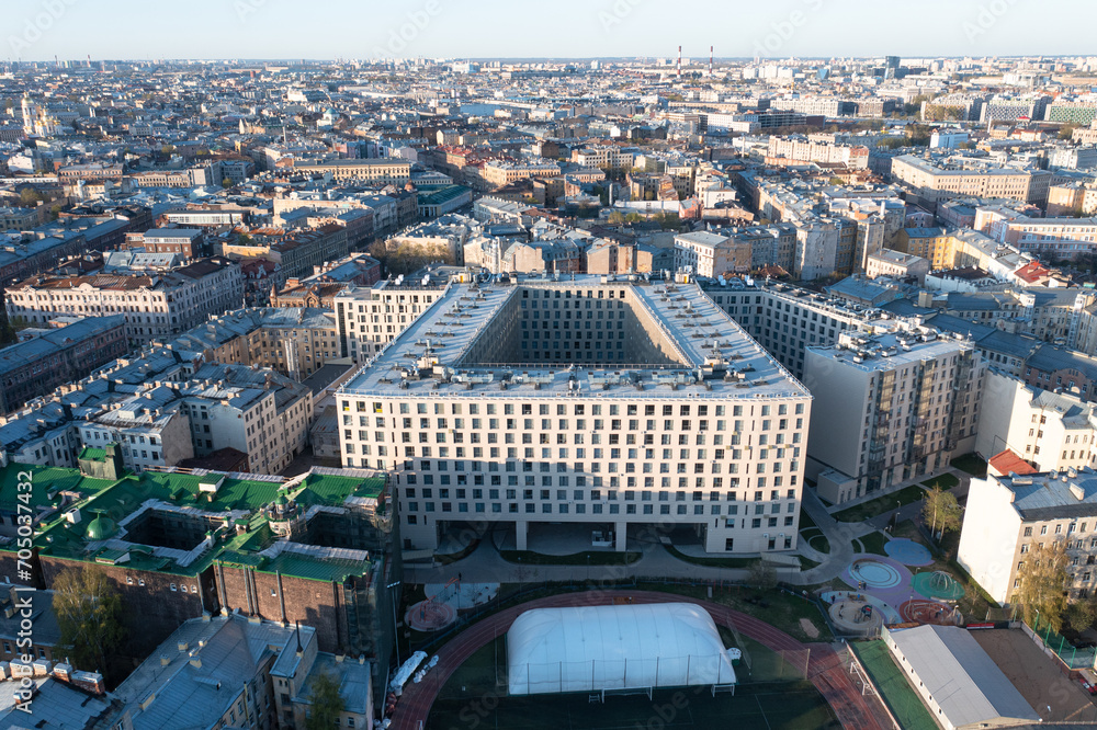 View of the roofs of St. Petersburg. August 2023