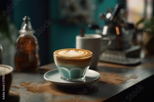 Hot latte art cofffee cup