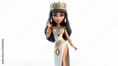 cartoon cleopatra 3d egypt princess isolate with outfit on white background
