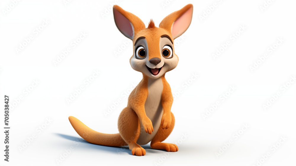 Fototapeta premium cartoon 3d kangaroo in white background