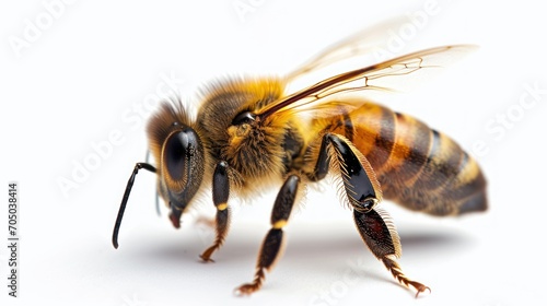 Close Up of Bee on White Background © FryArt Studio