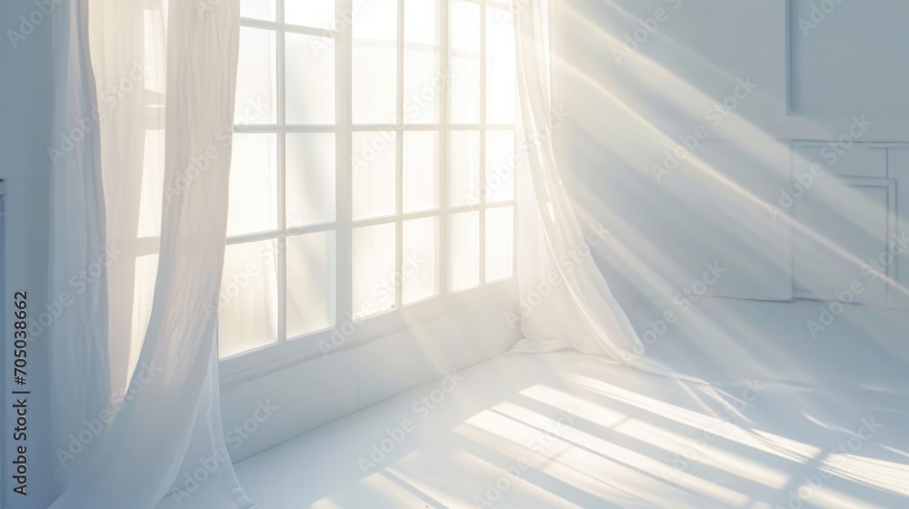 Room With White Curtain and Window, Simple and Bright Interior Design Room With White Curtain and Window, Simple and Bright Interior Design